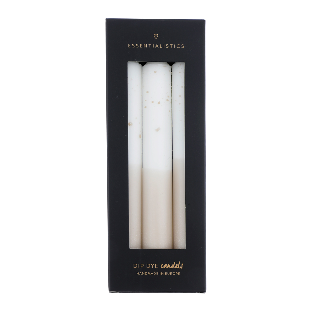 Dip dye confetti dinerkaars 3 stuks wit/beige Dip dye confetti dinerkaars 3 stuks wit/beige