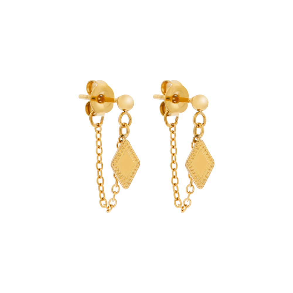Stud earrings with chain and diamond gold Stud earrings with chain and diamond gold