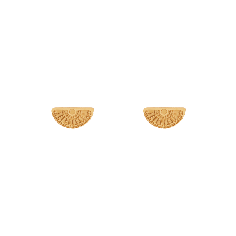 Stud earrings fan gold Stud earrings fan gold