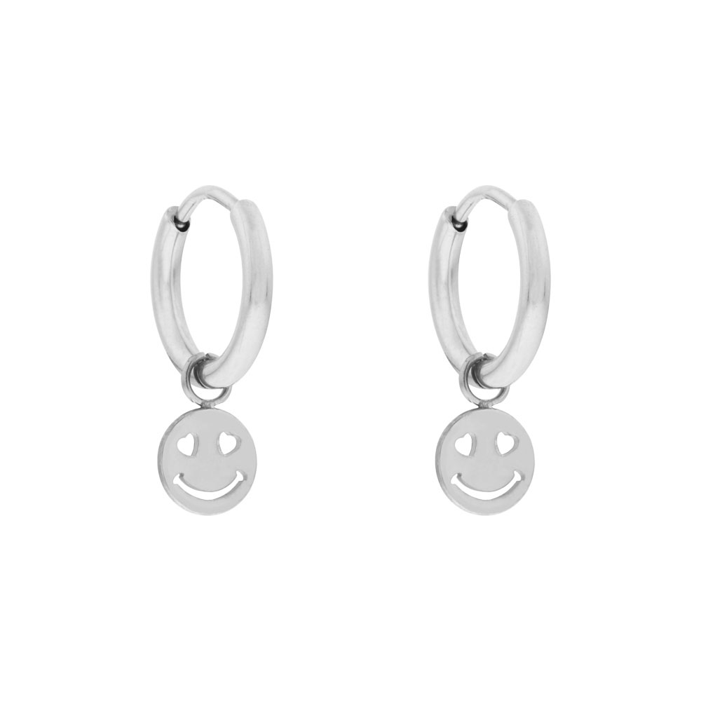 Earrings small with pendant smiley Earrings small with pendant smiley
