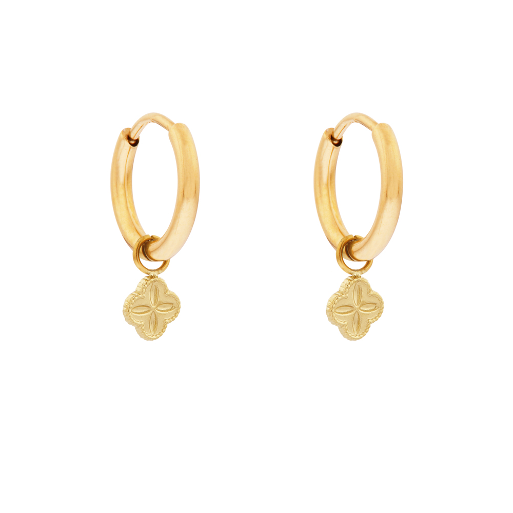 Earrings small with pendant cloverleaf gold Earrings small with pendant cloverleaf gold