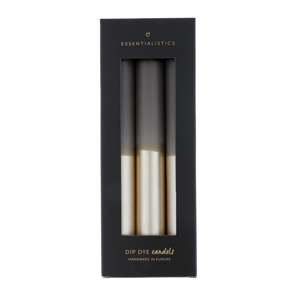 Dip dye dinerkaars 3 stuks grijs/champagne Dip dye dinerkaars 3 stuks grijs/champagne
