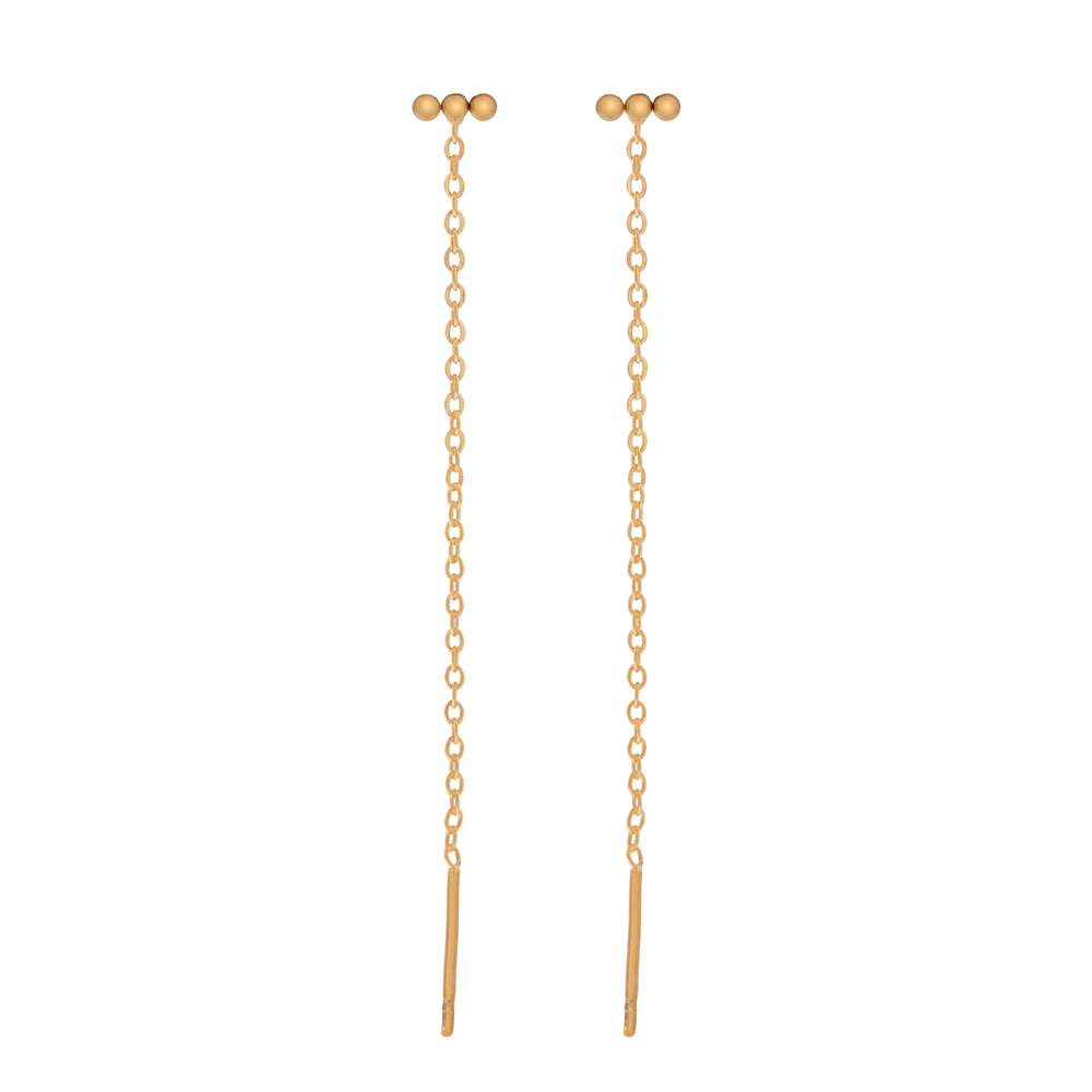 Stud threader earrings dots in a row gold Stud threader earrings dots in a row gold