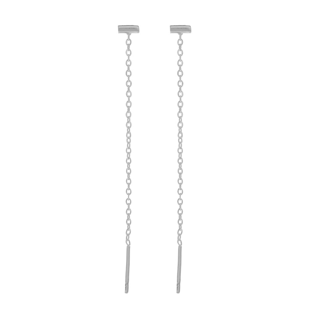 Stud threader earrings bar silver
