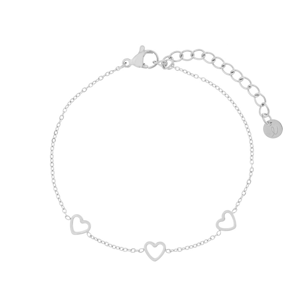 Armband 3 open hartjes zilver Armband 3 open hartjes zilver