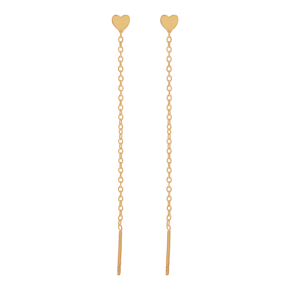 Stud doortrek oorbellen hartje goud Stud doortrek oorbellen hartje goud