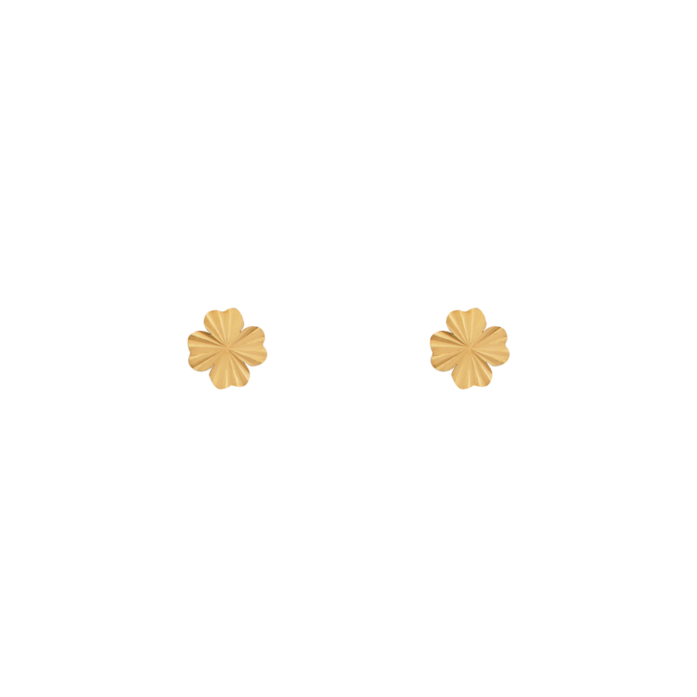 Stud earrings flamed clover gold