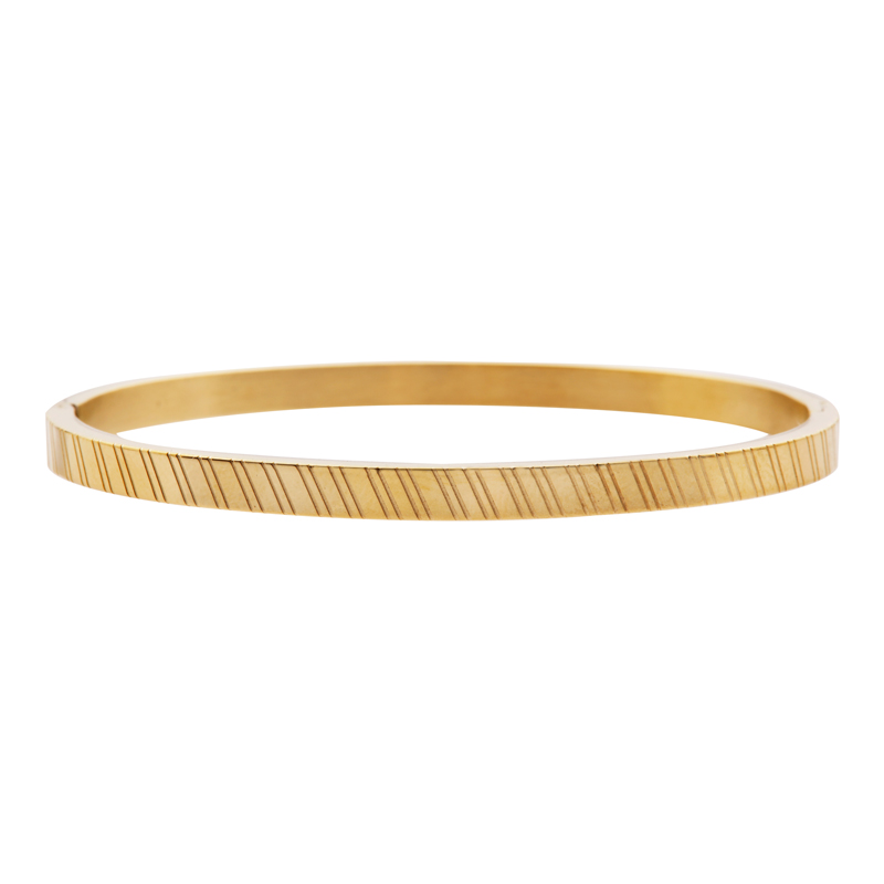 Bangle bracelet tilted stripes gold Bangle bracelet tilted stripes gold