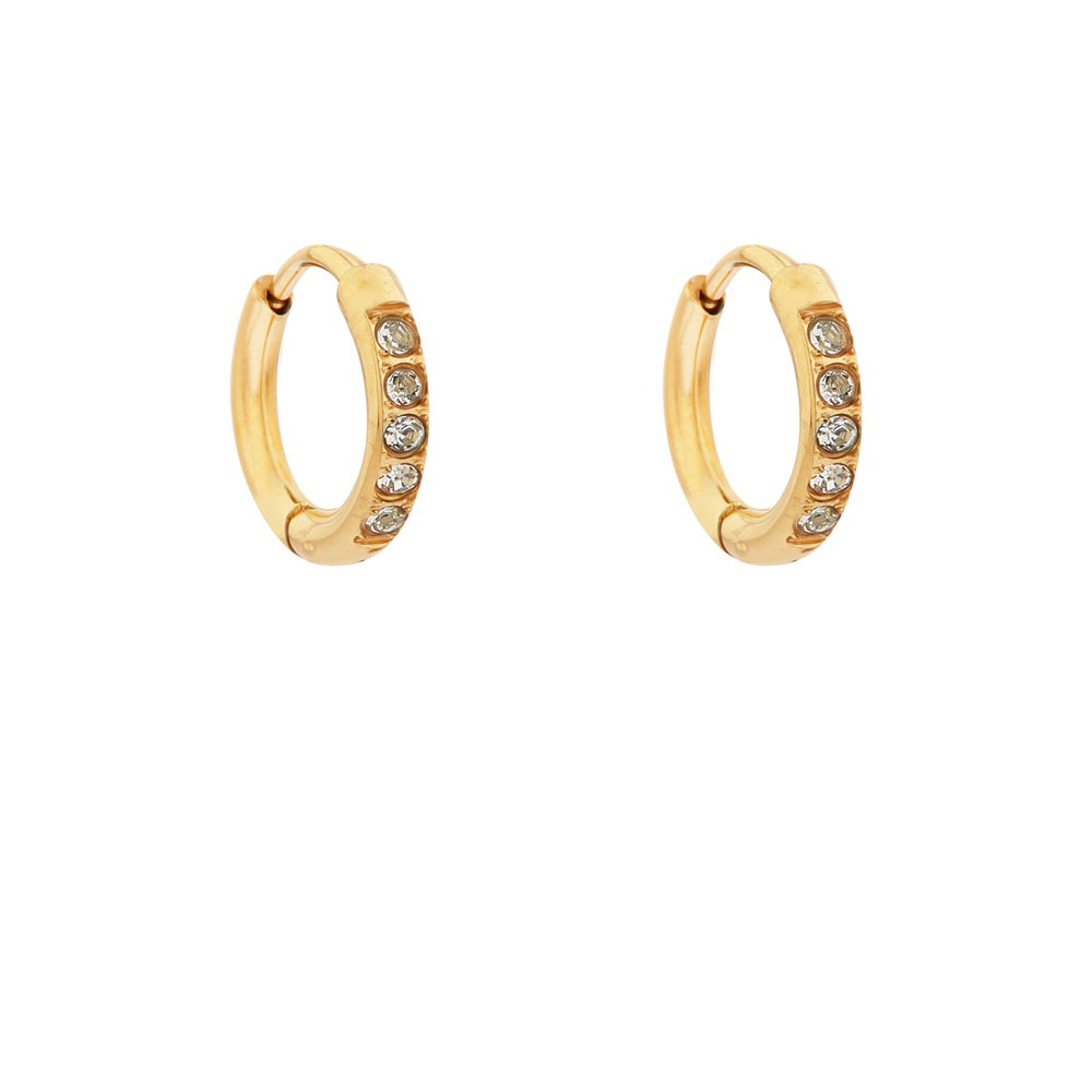 Earrings hoop stones small gold Earrings hoop stones small gold