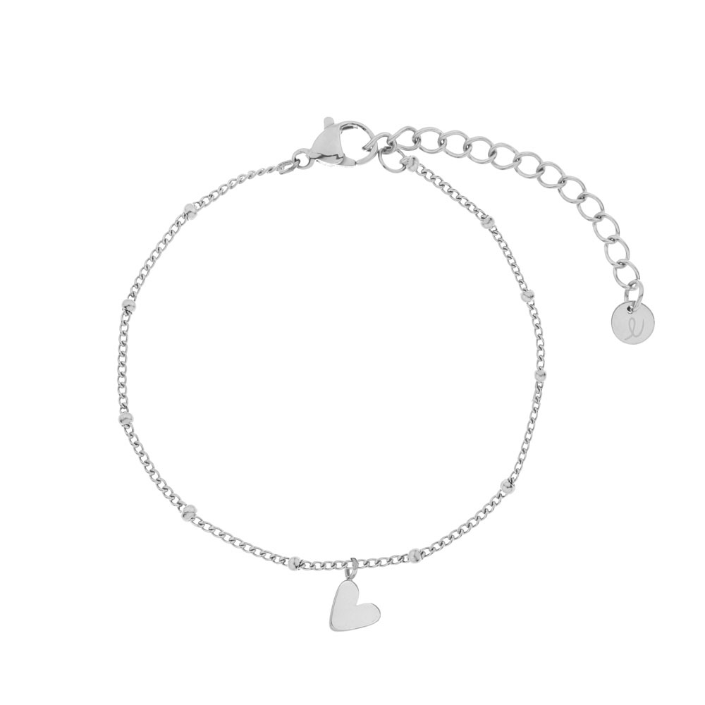 Armband bedel schuin hartje zilver