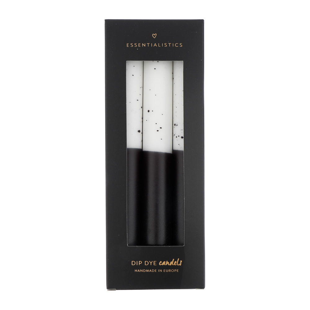 Dip dye confetti dinerkaars 3 stuks wit/zwart Dip dye confetti dinerkaars 3 stuks wit/zwart