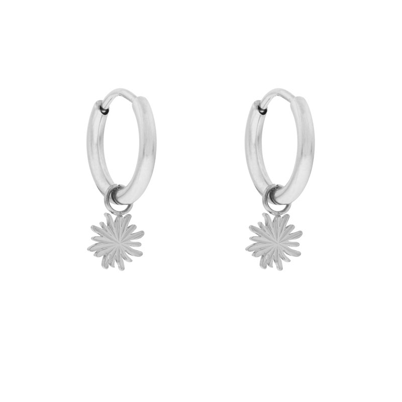 Earrings small with pendant flamed sun silver Earrings small with pendant flamed sun silver
