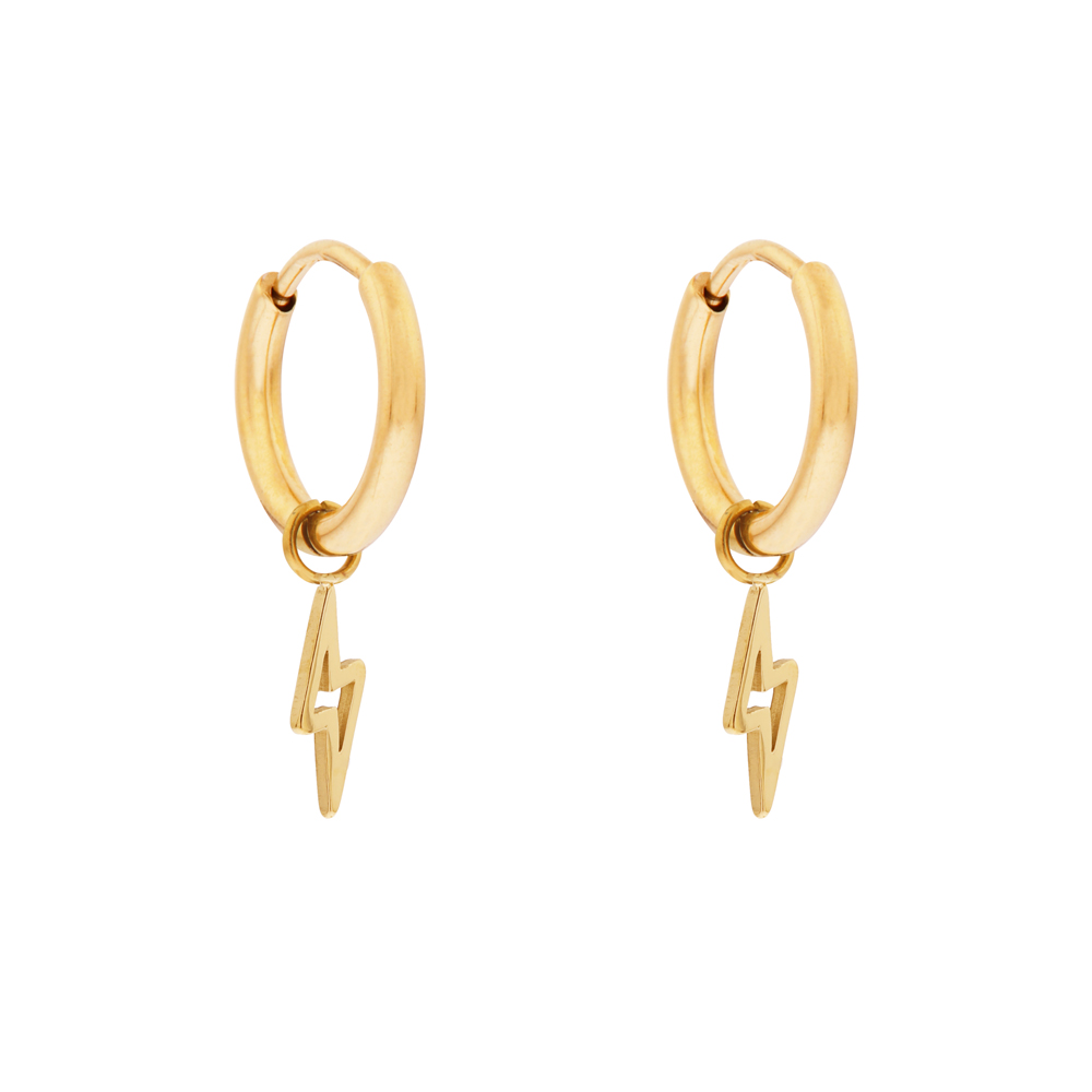 Oorbellen klein met hanger open bliksemschicht goud Oorbellen klein met hanger open bliksemschicht goud