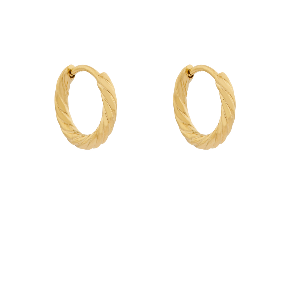 Earrings hoop stripes small gold Earrings hoop stripes small gold