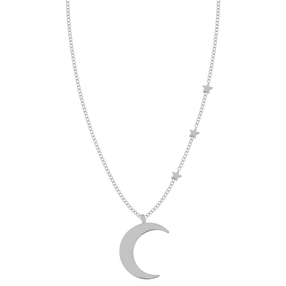 Ketting met hanger maan en sterren zilver Ketting met hanger maan en sterren zilver