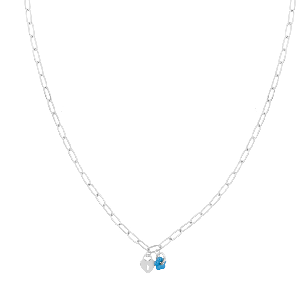 Ketting minimalistisch flower lock blauw Ketting minimalistisch flower lock blauw