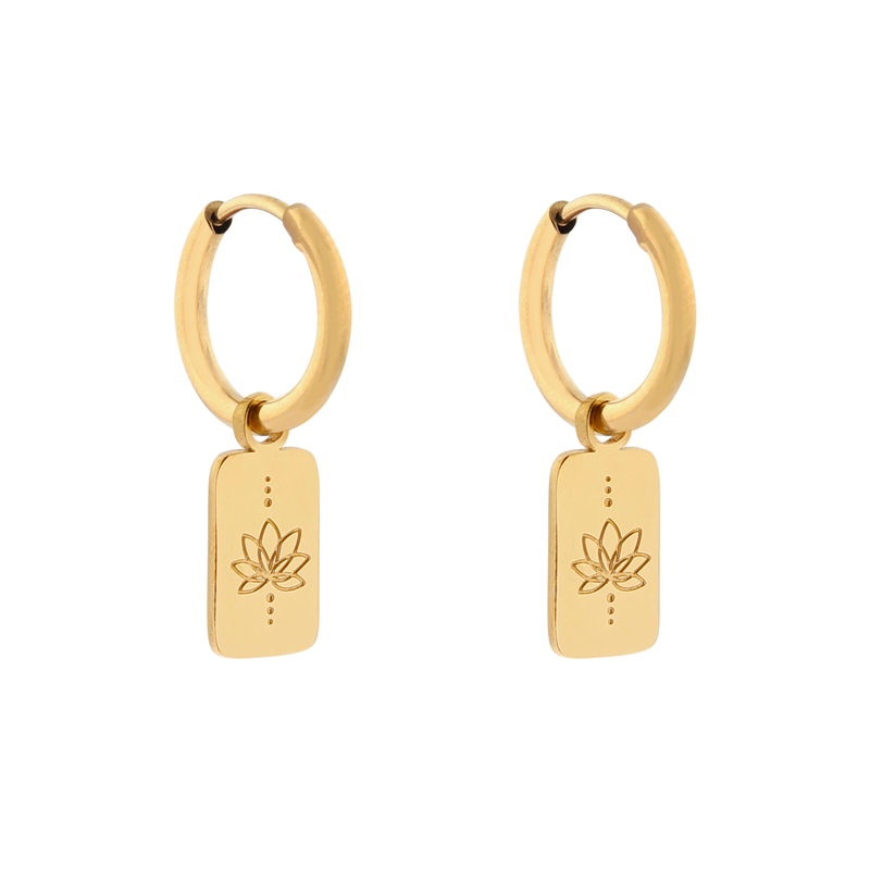 Oorbellen klein met hanger lotus goud Oorbellen klein met hanger lotus goud