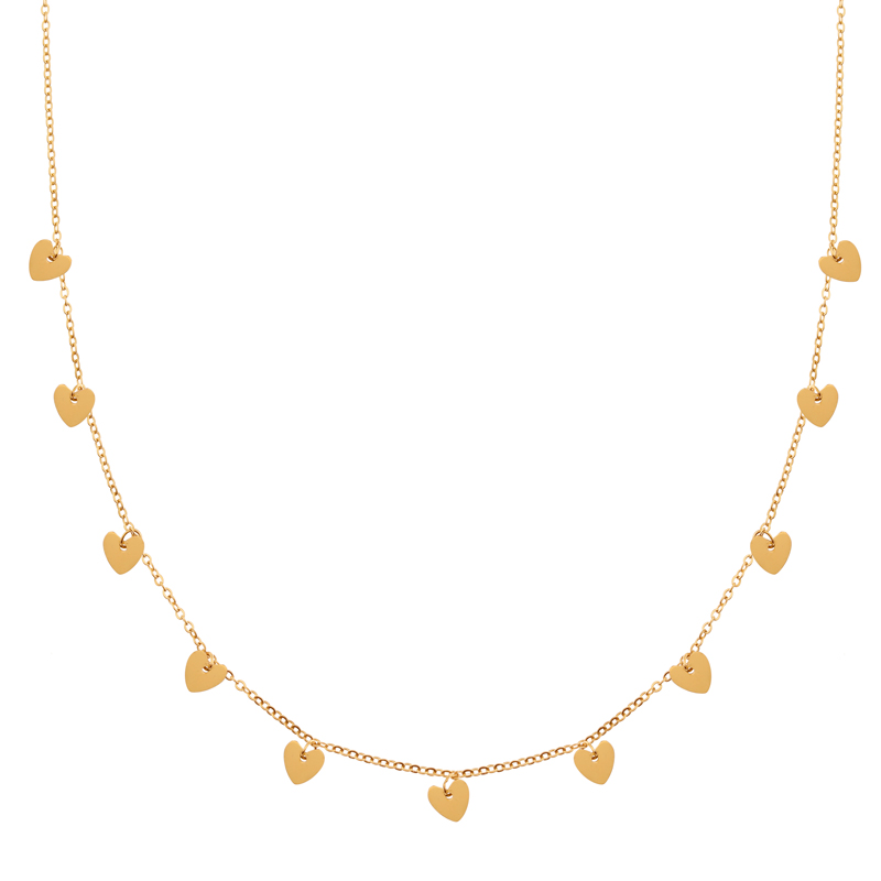 Ketting met een boel hartjes goud Ketting met een boel hartjes goud
