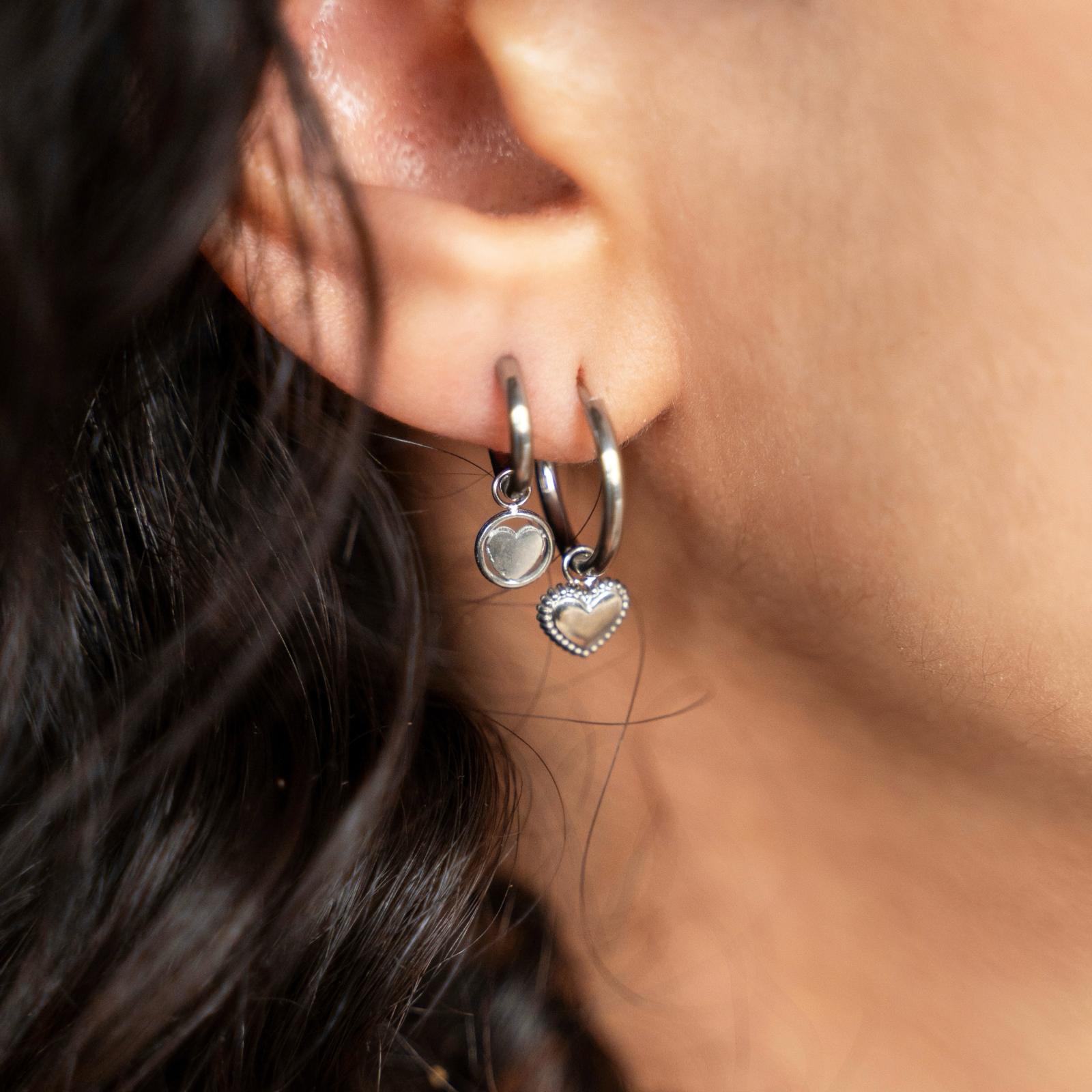 Earrings large with pendant dots heart Earrings large with pendant dots heart