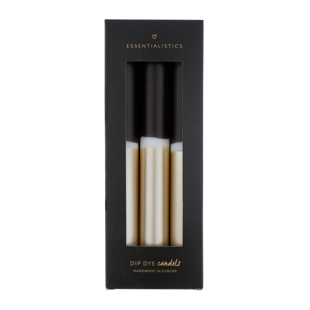 Dip dye dinerkaars 3 stuks black/wit/champagne Dip dye dinerkaars 3 stuks black/wit/champagne