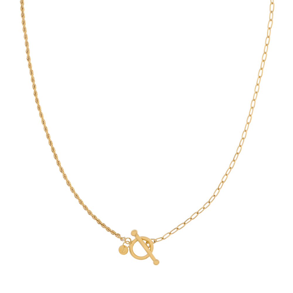 Necklace two chains twisted and links gold Necklace two chains twisted and links gold