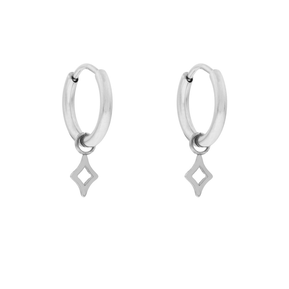 Oorbellen klein met hanger fonkelende ster zilver Oorbellen klein met hanger fonkelende ster zilver