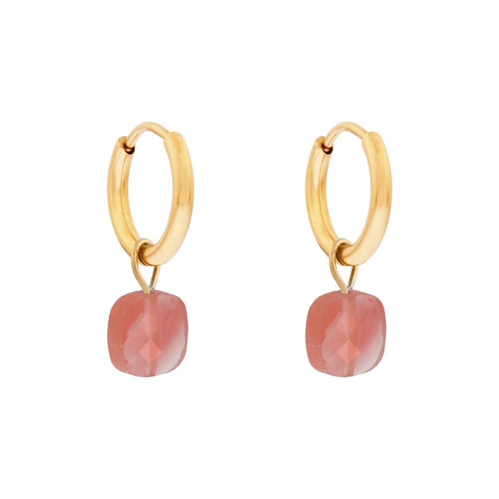 Earrings fine big square pink Earrings fine big square pink