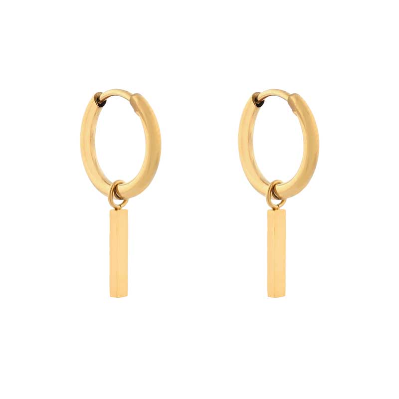 Earrings small with pendant bar medium gold Earrings small with pendant bar medium gold