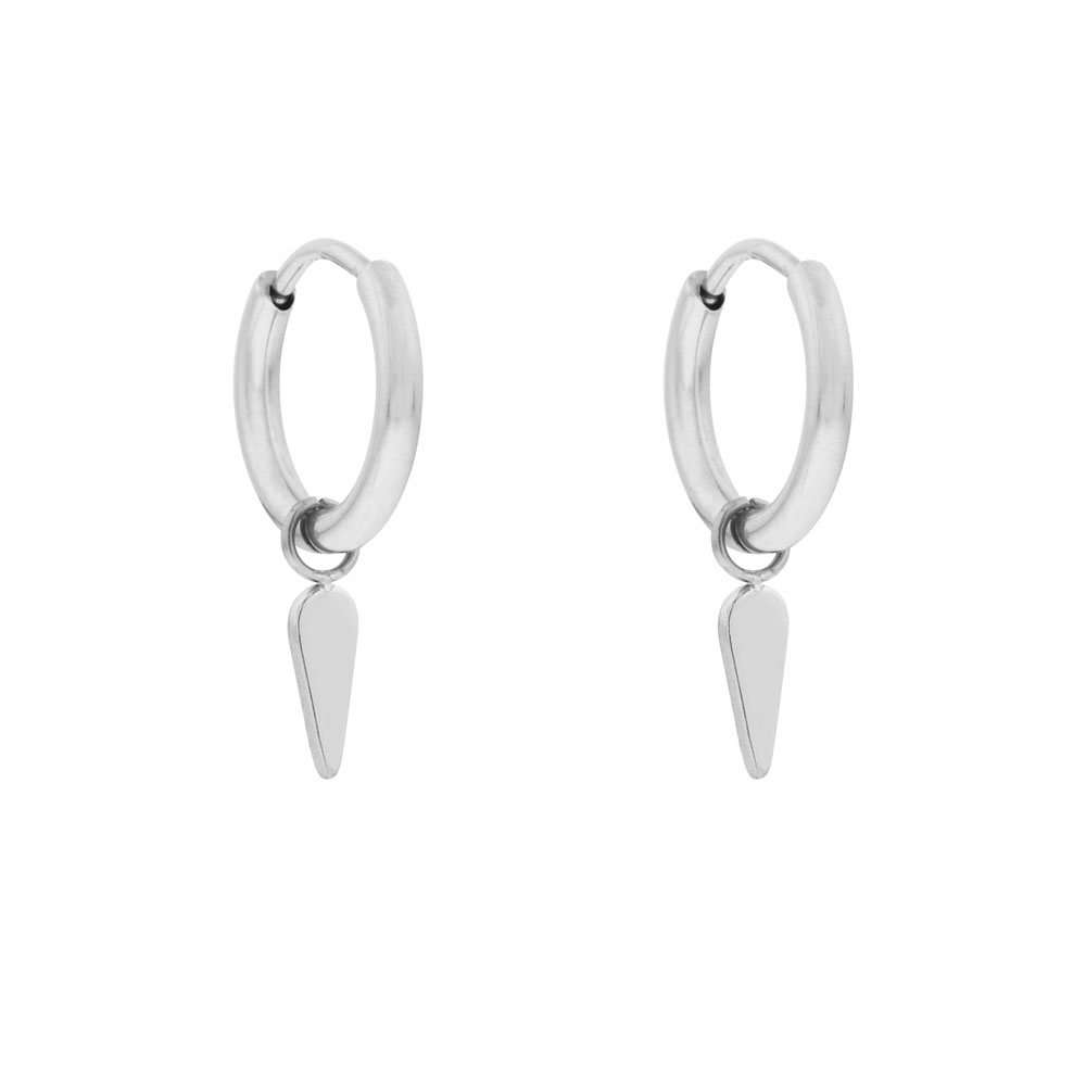 Oorbellen klein met hanger driehoekje zilver Oorbellen klein met hanger driehoekje zilver