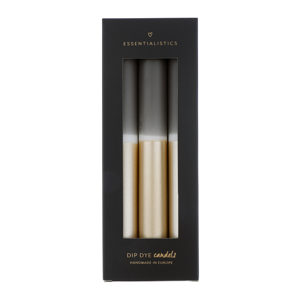 Dip dye dinerkaars 3 stuks grijs/wit/champagne Dip dye dinerkaars 3 stuks grijs/wit/champagne