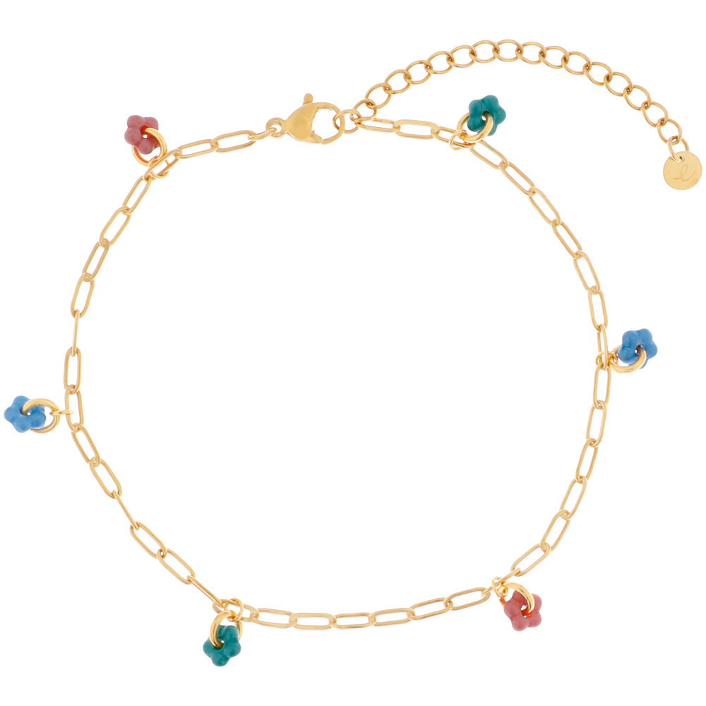 Anklet fine flowerpower red/green/blue Anklet fine flowerpower red/green/blue