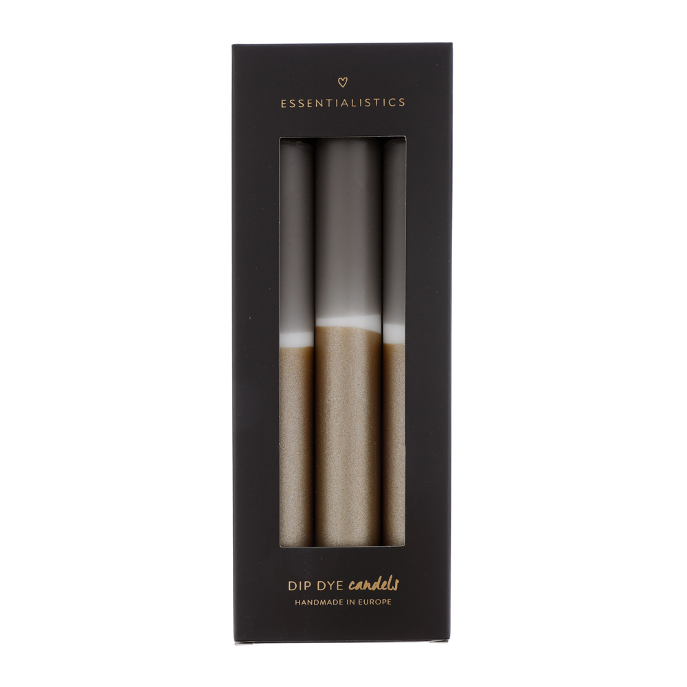 Dip dye dinerkaars 3 stuks grijs/wit/goud Dip dye dinerkaars 3 stuks grijs/wit/goud