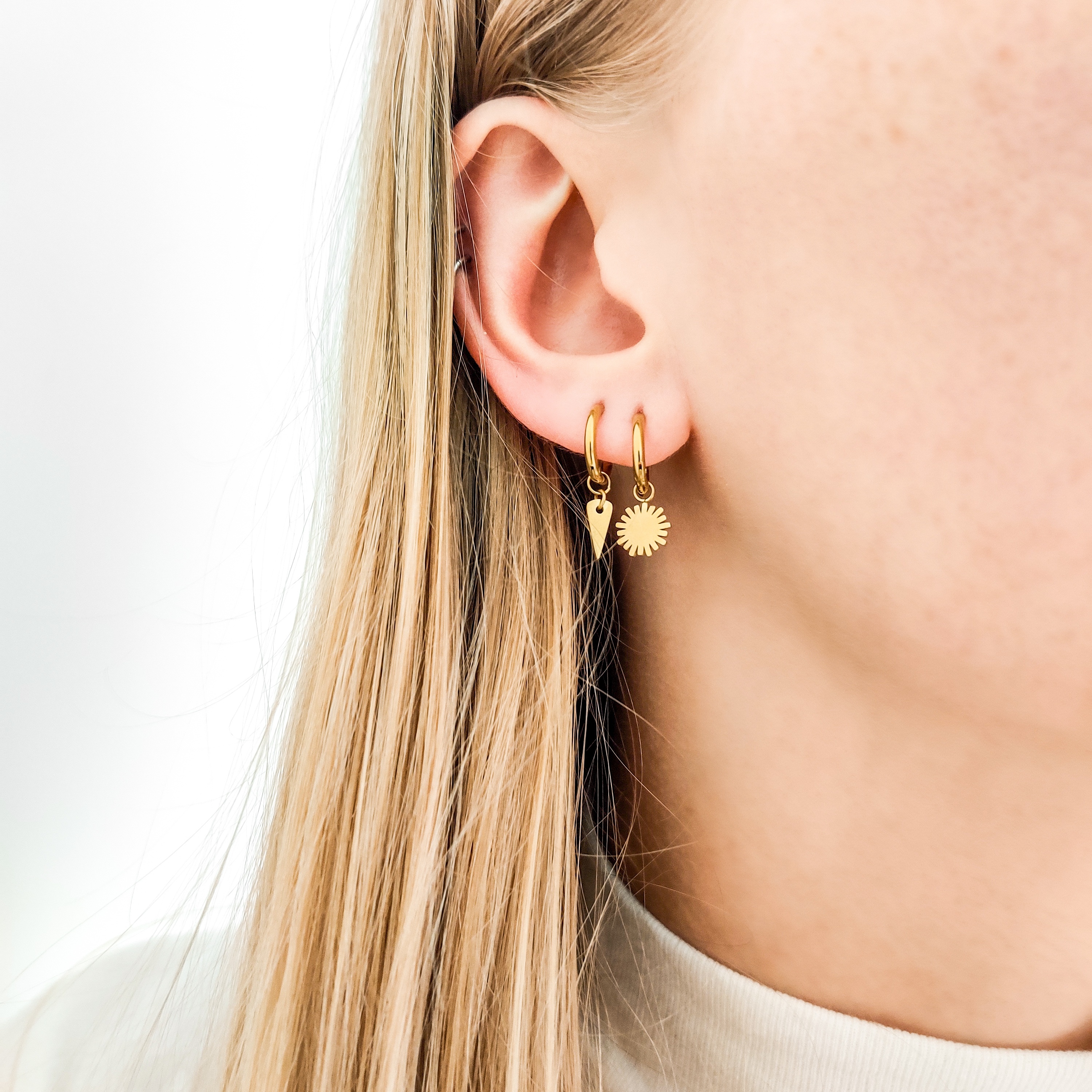 Earrings small with pendant triangle large Earrings small with pendant triangle large
