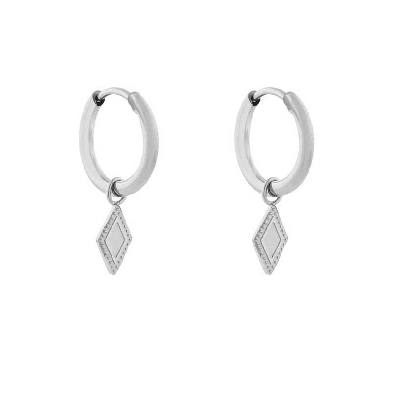 Earrings small with pendant diamond figure silver Earrings small with pendant diamond figure silver